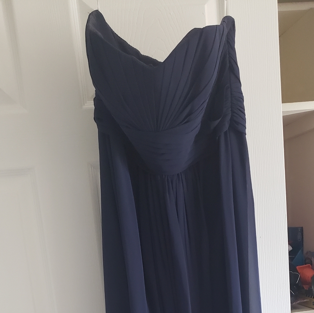 David's Bridal strapless Bridesmaid gown